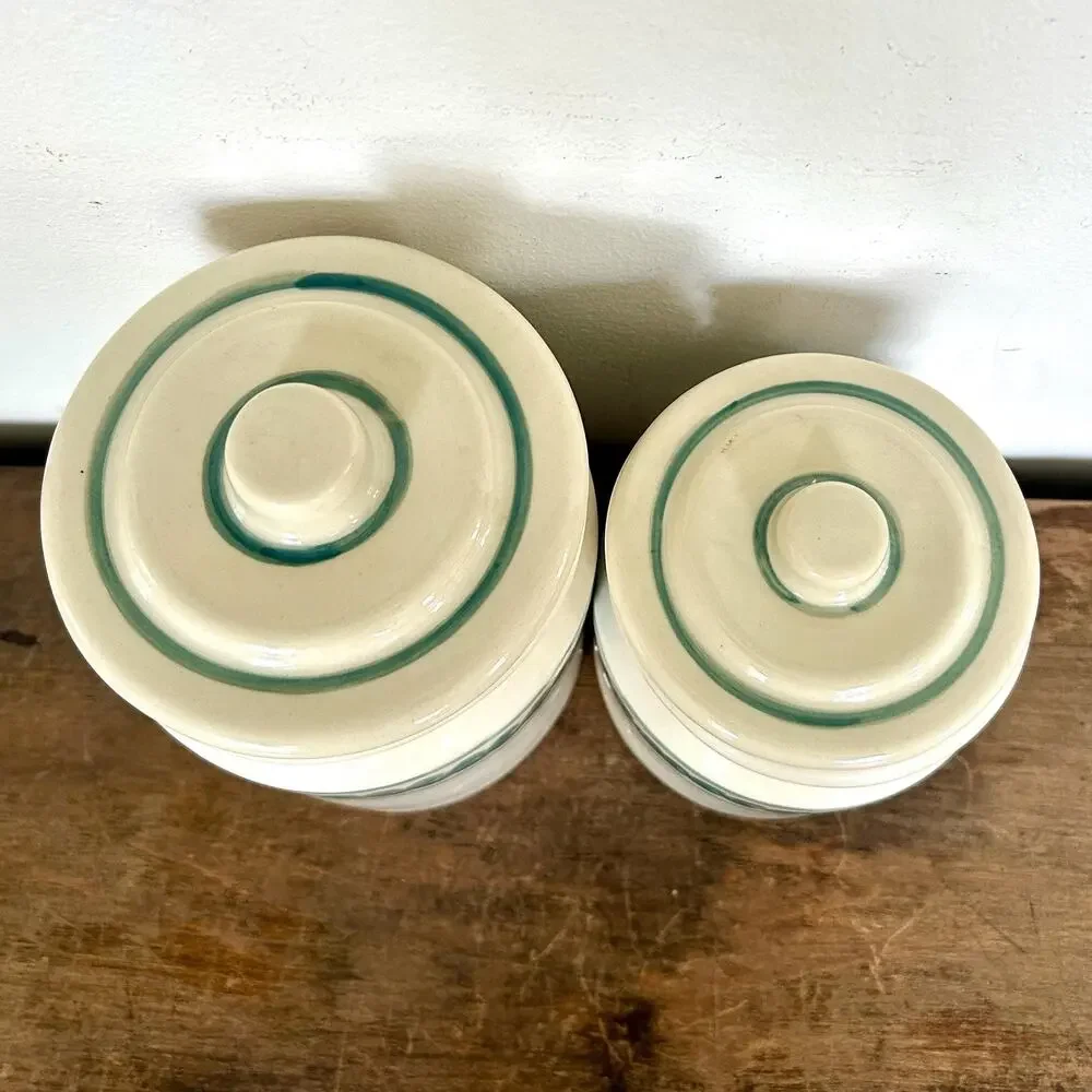 Hartstone Pottery Hand-Painted Leaf Stoneware Canister Set, Kitchen Storage